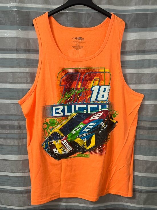 Nascar Other - Kyle Busch #18 M&M Racing Nascar Neon Orange Graphic Tank Top